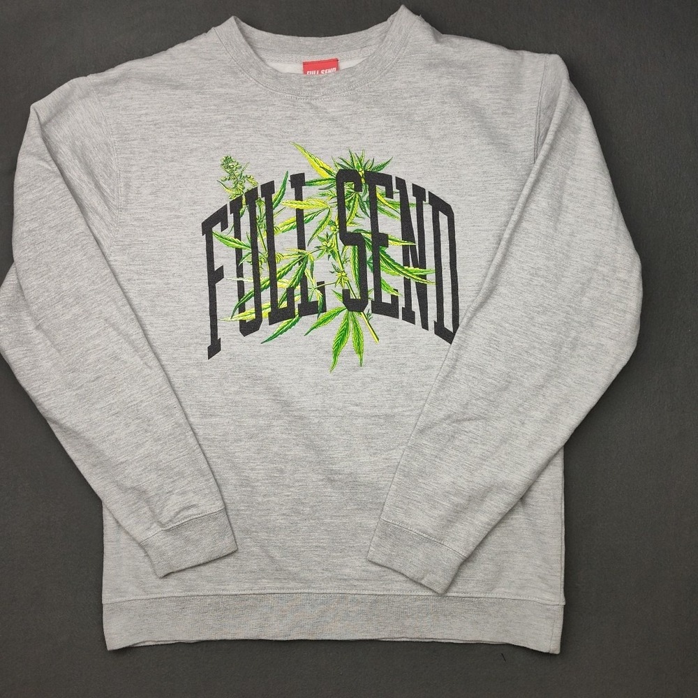 Full Send Sweatshirt Mens Large Gray Nelk Boys 420 Crewneck Pullover Fleece